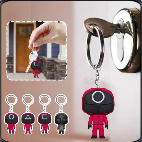 Squid Game Keychain Pendant Square Circle Icon Key Ring for Bags TV Cosplay - Picture 2 of 2